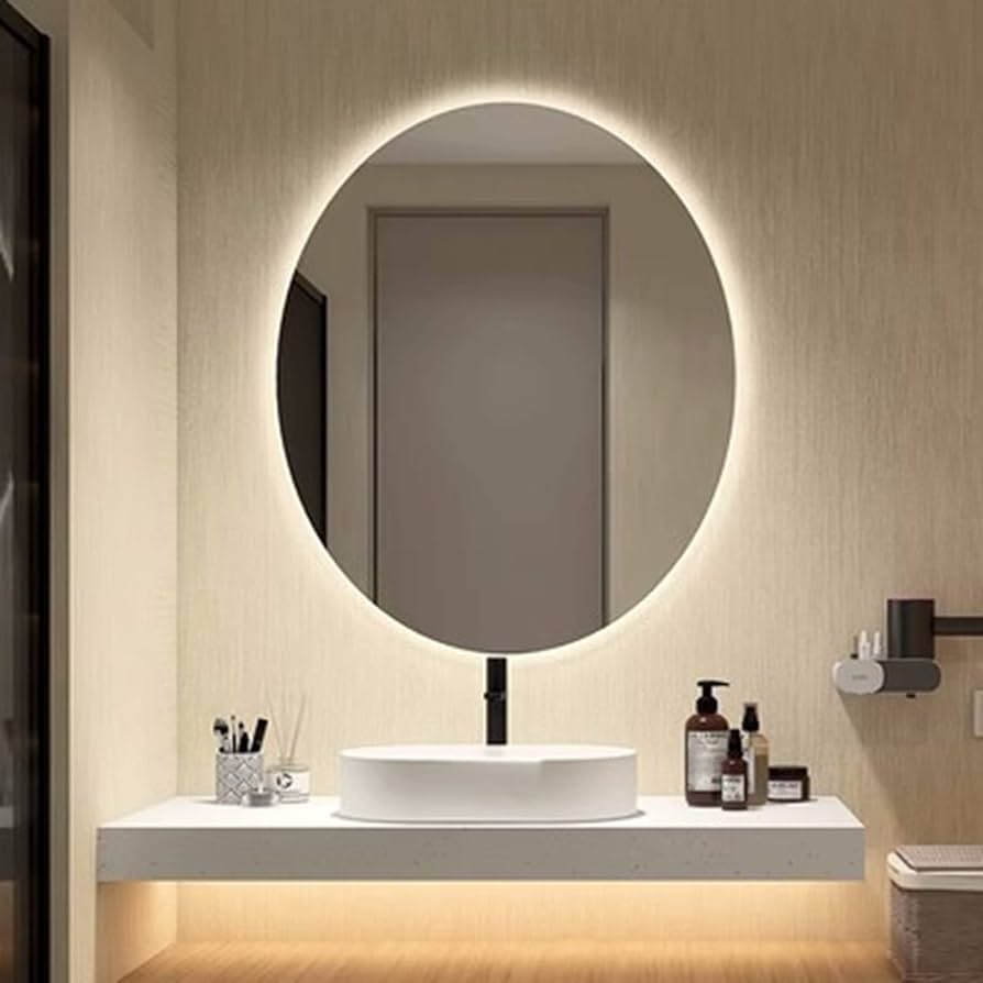 LEDミラー 新品 ライト付き ウォールミラー 楕円 壁掛け 鏡 トイレ 洗面 Amazon.co.jp: 楕円形ミラー バスルーム 壁掛け化粧鏡 HD